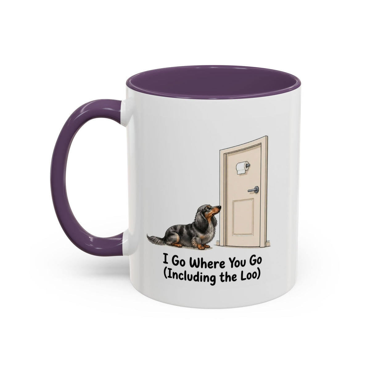 I Go Where You Go Mug - Mini Long Haired Dachshund - Dapple