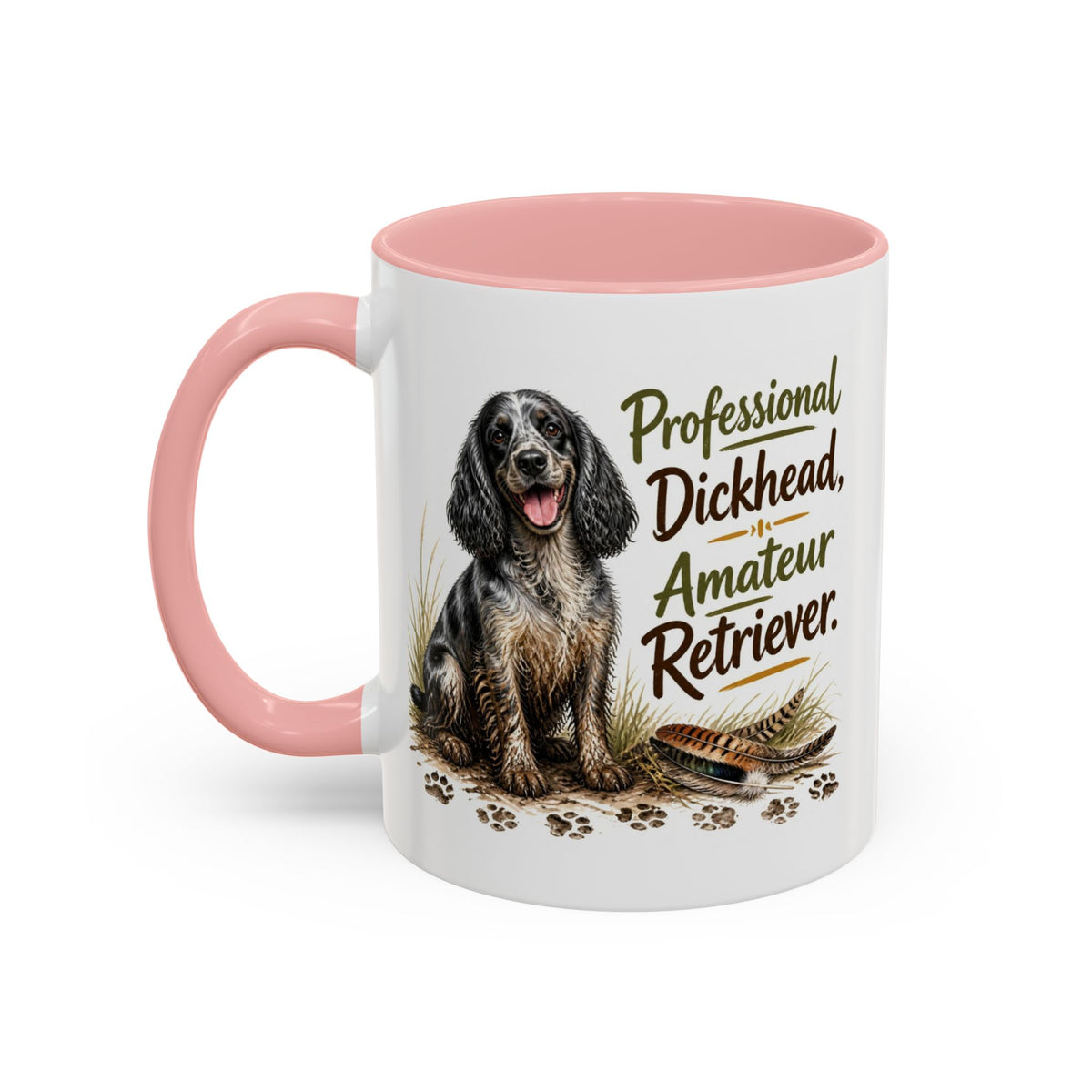 Funny Blue Roan Cocker Spaniel Mug - Professional Dickhead, Amateur Retriever, Working Gun Dog Gift, Pheasant Shooting Mug, 11oz