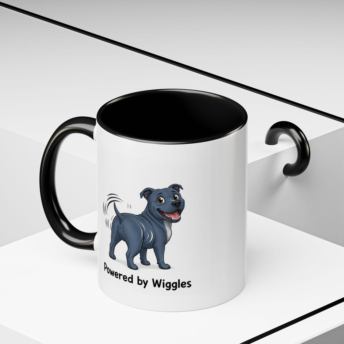 Powered by Wiggles Mug - Staffordshire Bull Terrier - Blue
