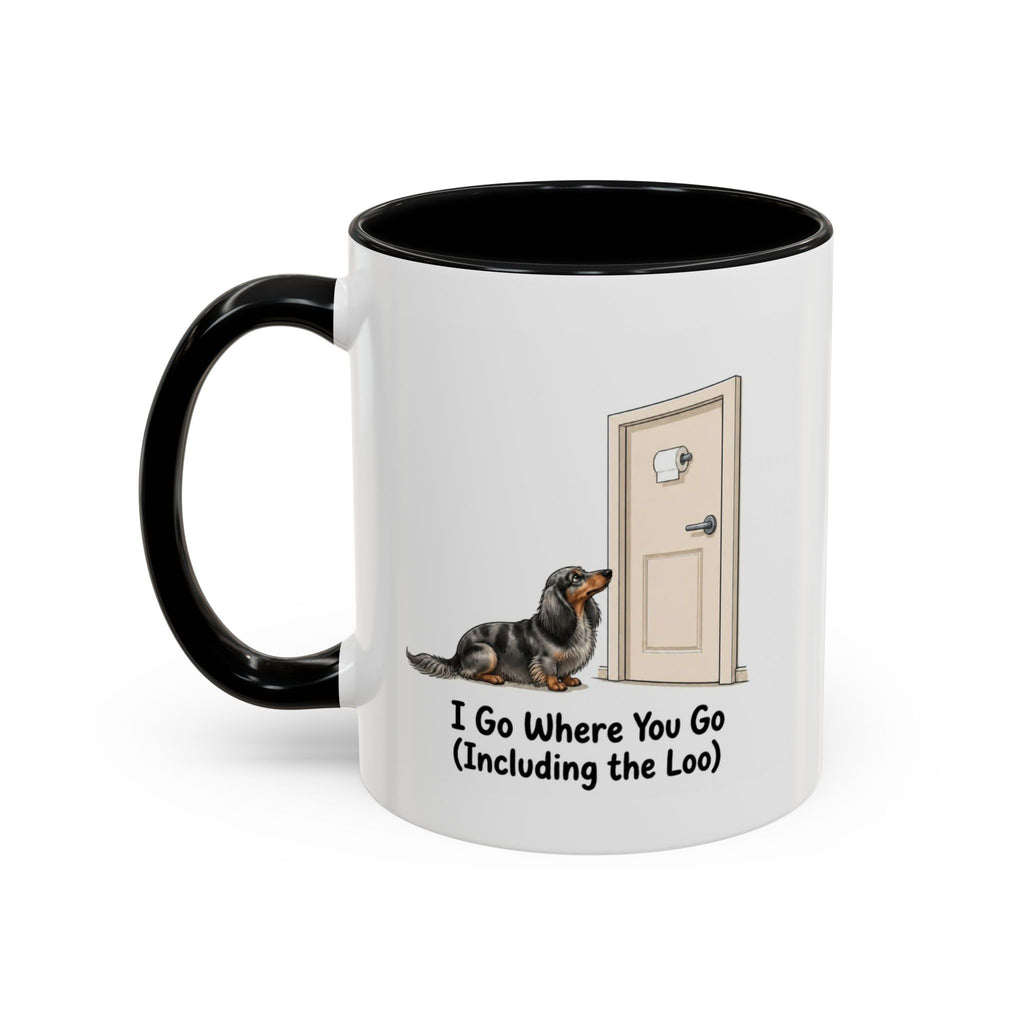I Go Where You Go Mug - Mini Long Haired Dachshund - Dapple