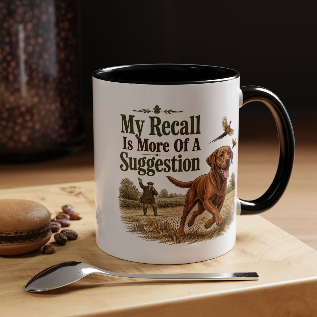 Funny Fox Red Labrador Mug - My Recall Is More Of A Suggestion, Working Gun Dog Gift, Pheasant Shooting Mug, 11oz