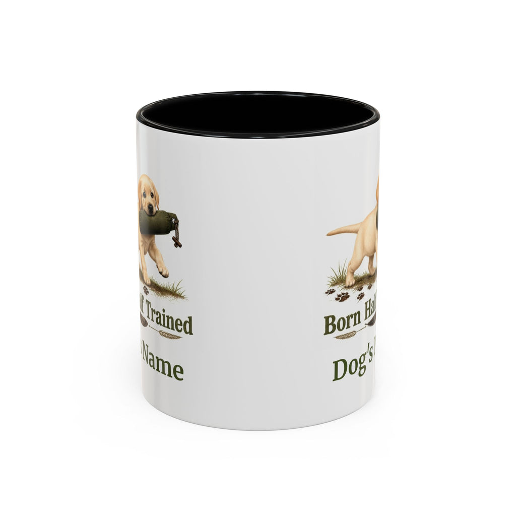 Personalised Yellow Labrador Puppy Mug - Born Half Trained - Custom Dog Name, Training Dummy Gun Dog Gift, 11oz