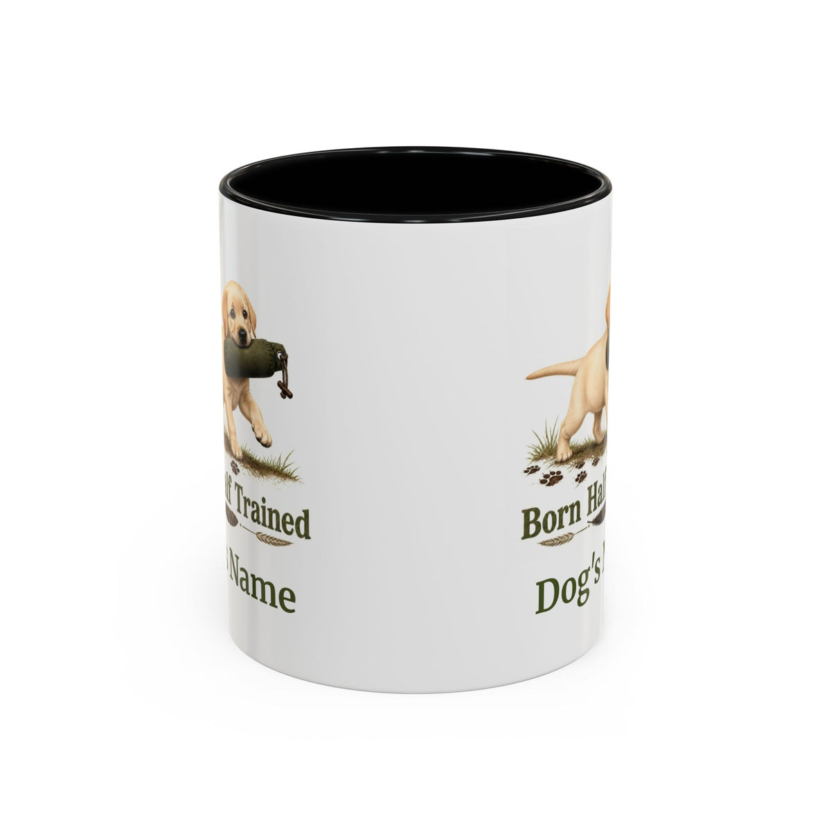 Personalised Yellow Labrador Puppy Mug - Born Half Trained - Custom Dog Name, Training Dummy Gun Dog Gift, 11oz