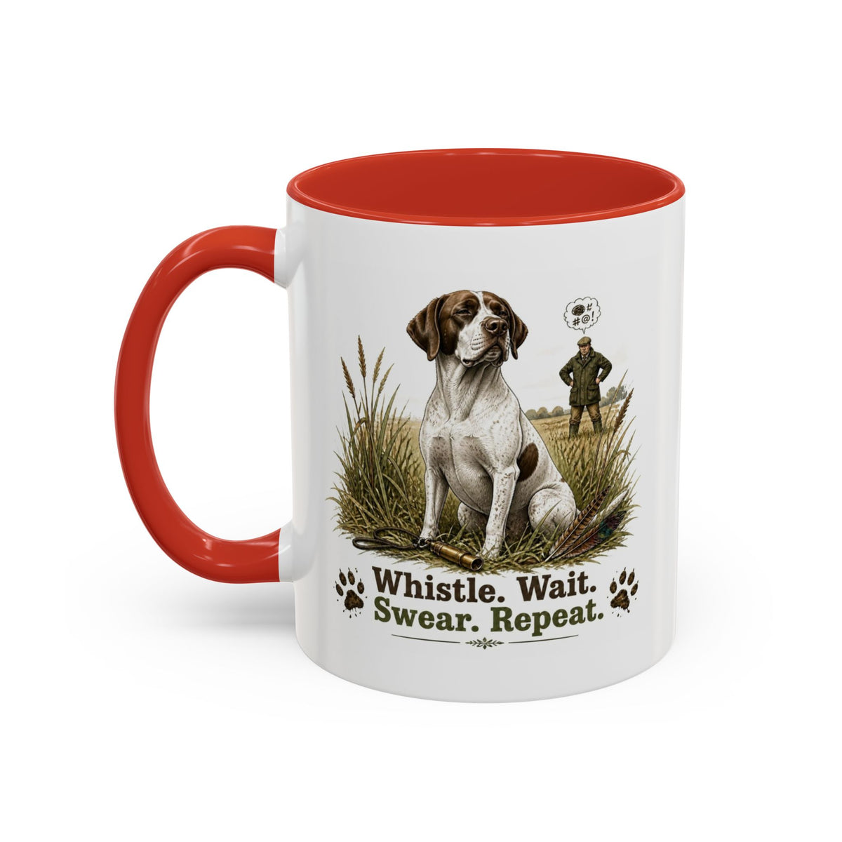 Funny English Pointer Mug - Whistle. Wait. Swear. Repeat. Working Gun Dog Gift, Dog Training Mug, 11oz