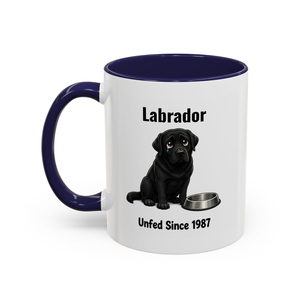 Personalised Black Labrador Mug - Unfed Since 1987 - Custom Dog Name, Funny Greedy Lab Gift, 11oz