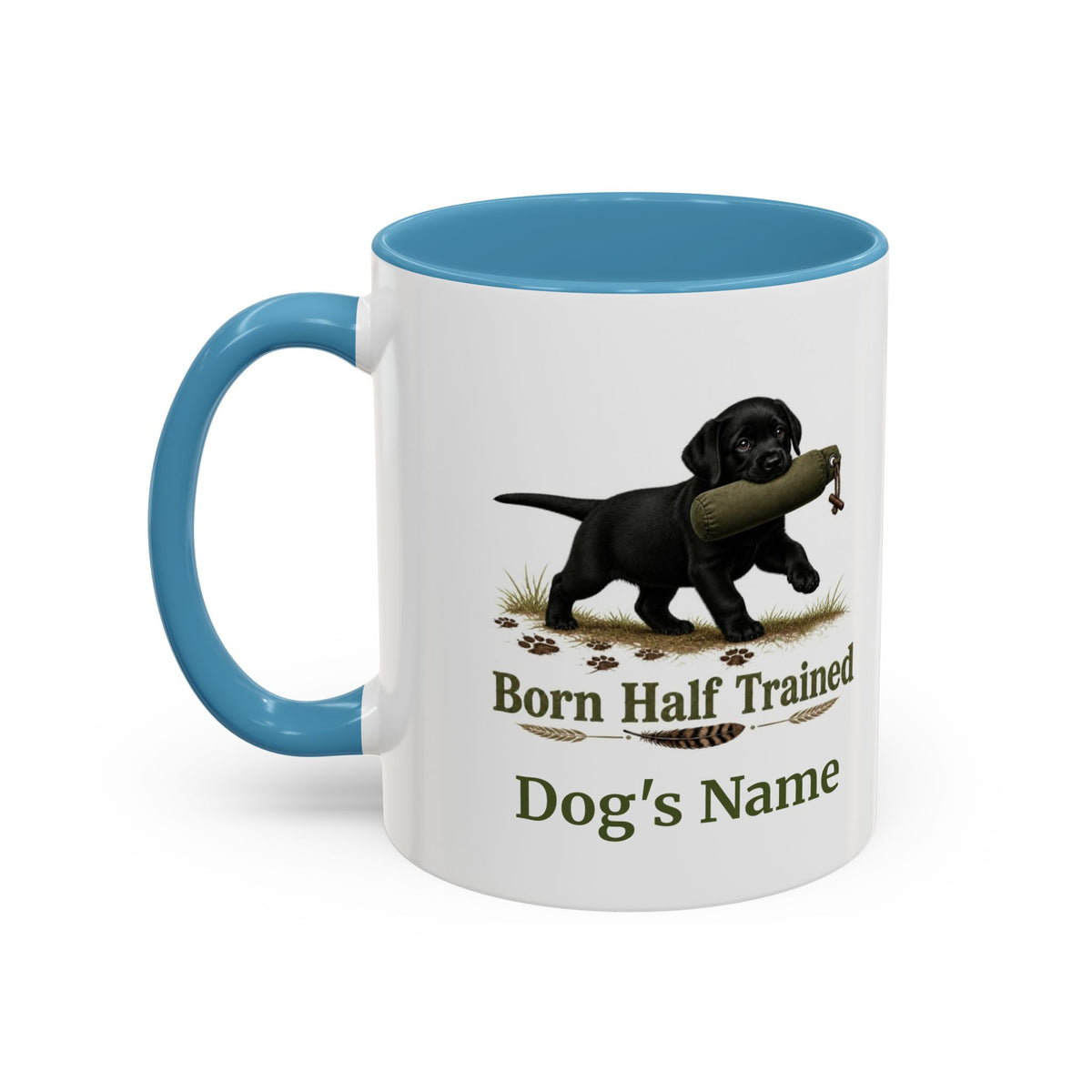 Personalised Black Labrador Puppy Mug - Born Half Trained - Custom Dog Name, Training Dummy Gun Dog Gift, 11oz