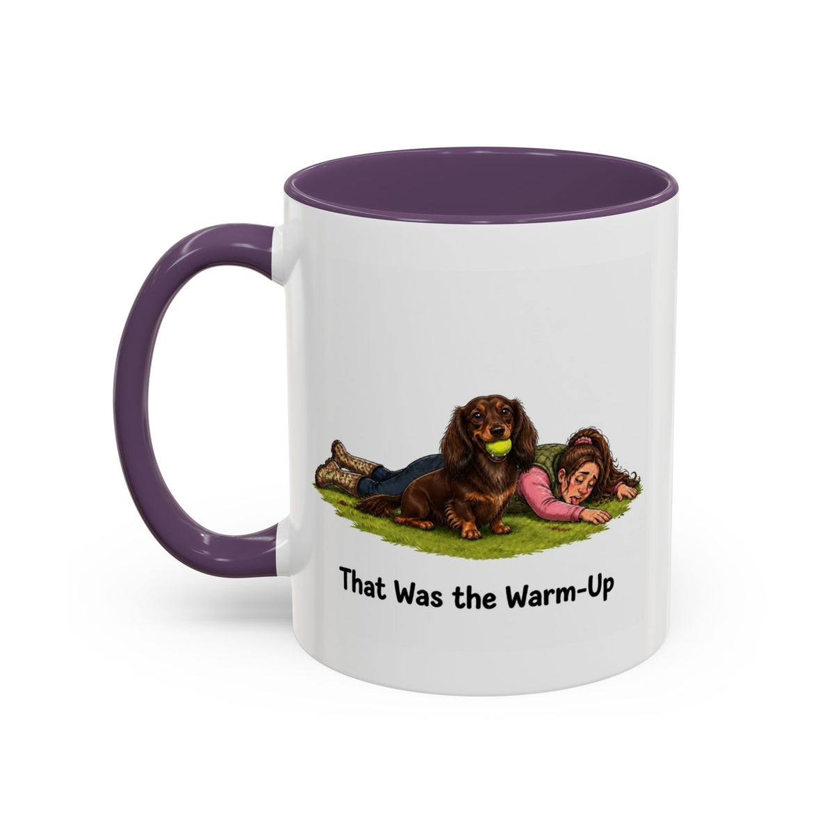 Warm-Up Mug - Mini Long Haired Dachshund - Chocolate & Tan - Woman