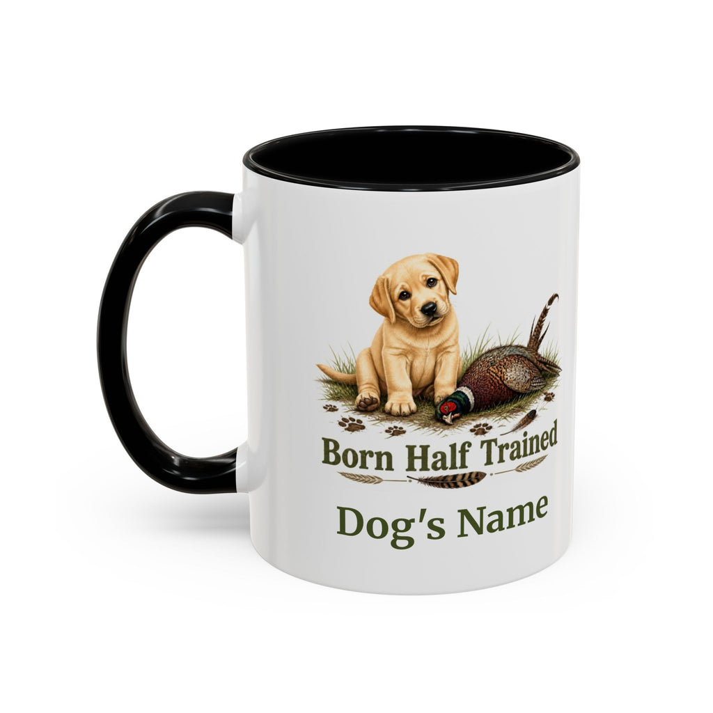 Personalised Yellow Labrador Puppy Mug - Born Half Trained - Custom Dog Name, Pheasant Gun Dog Gift, 11oz