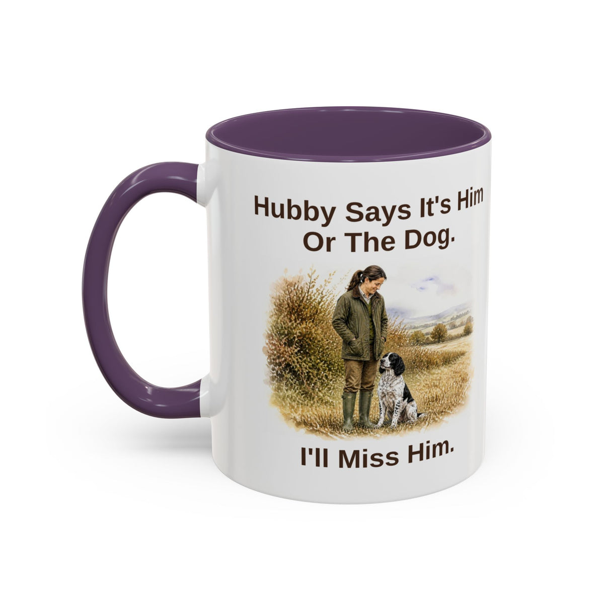 Hubby Says Mug - Springer Spaniel - Black & White - Brunette