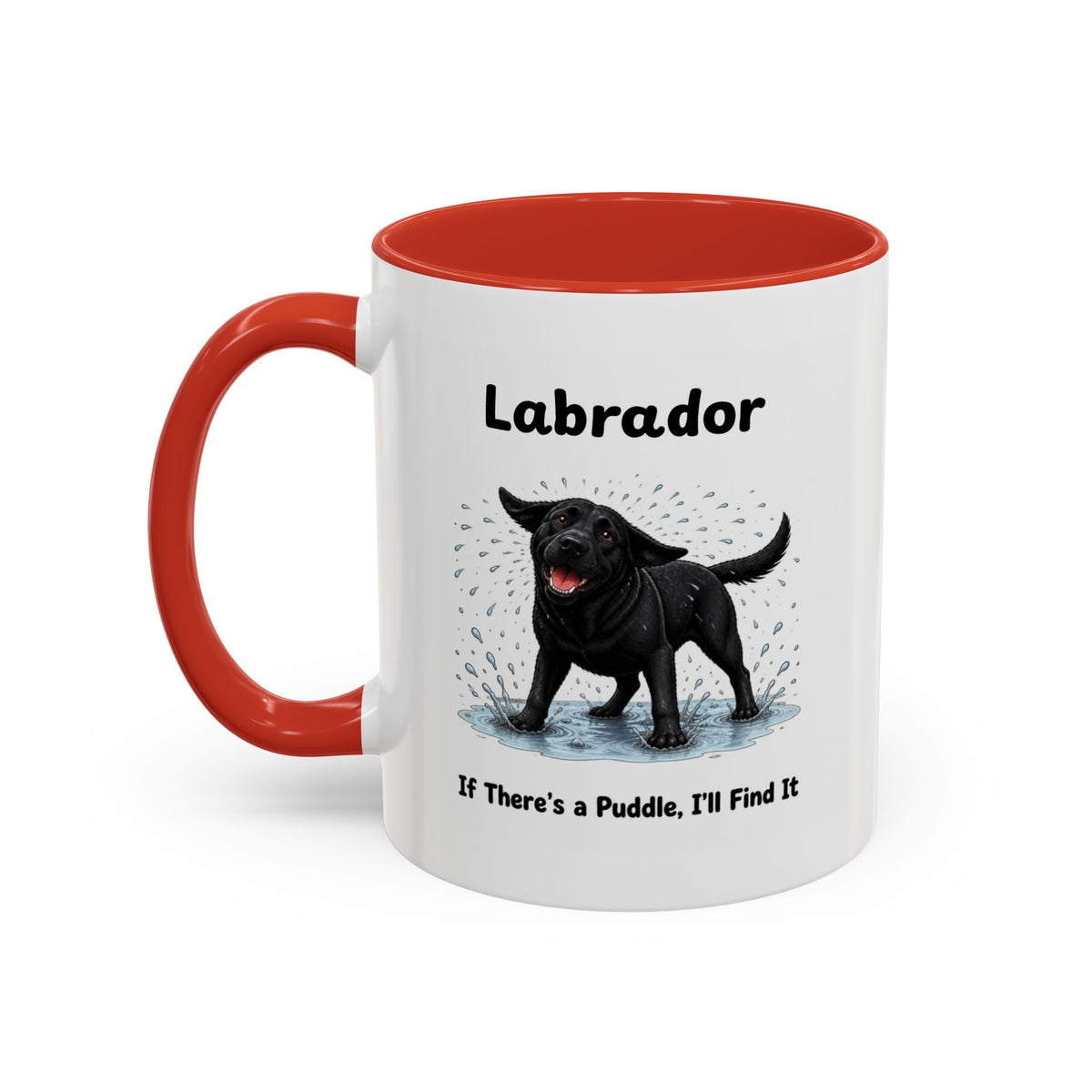 Personalised Black Labrador Mug - If There's a Puddle, I'll Find It - Custom Dog Name, Funny Wet Dog Gift, 11oz