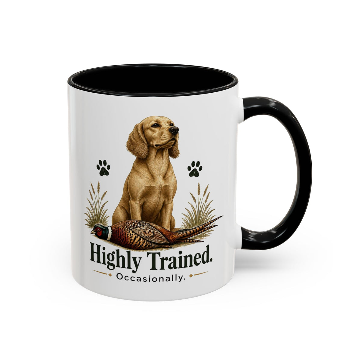 Funny Golden Cocker Spaniel Mug - Highly Trained Occasionally, Gundog Owner Gift, Shooting Dog Lover Coffee Mug, 11oz