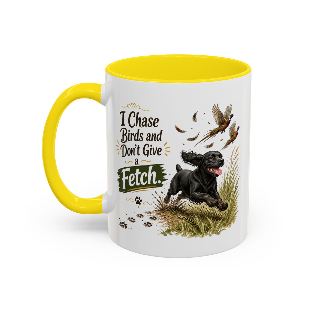Funny Black Cocker Spaniel Mug - I Chase Birds and Don't Give a Fetch, Working Gun Dog Gift, Pheasant Shooting Mug, 11oz