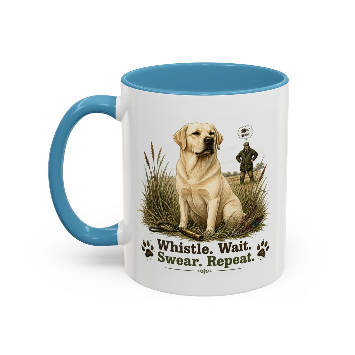 Funny Yellow Labrador Mug - Whistle. Wait. Swear. Repeat. Working Gun Dog Gift, Dog Training Mug, 11oz