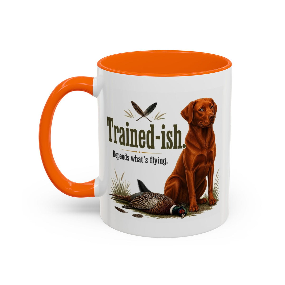 Funny Fox Red Labrador Mug - Trained-ish Depends What's Flying, Working Gun Dog Gift, Pheasant Shooting Mug, 11oz
