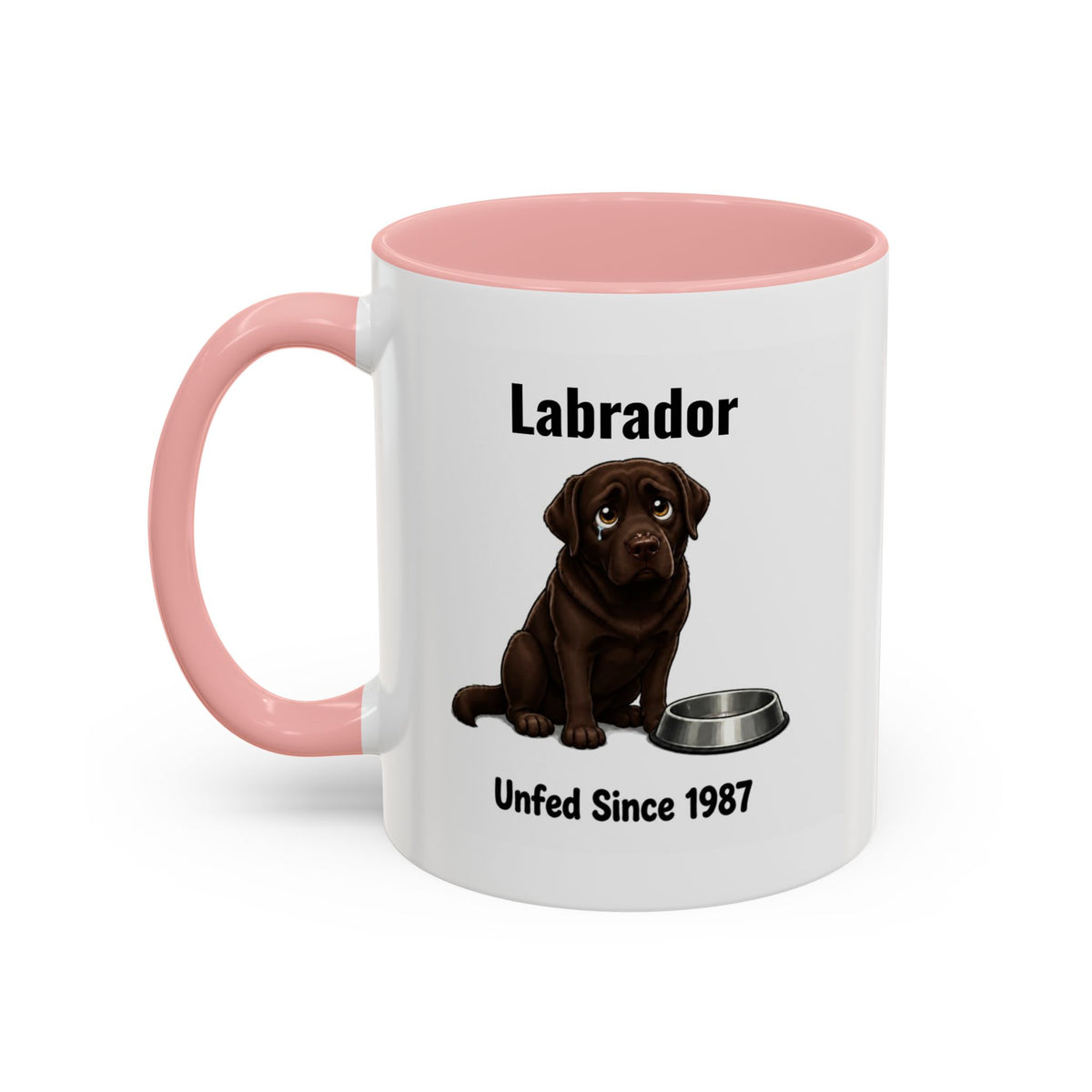 Personalised Chocolate Labrador Mug - Unfed Since 1987 - Custom Dog Name, Funny Greedy Lab Gift, 11oz