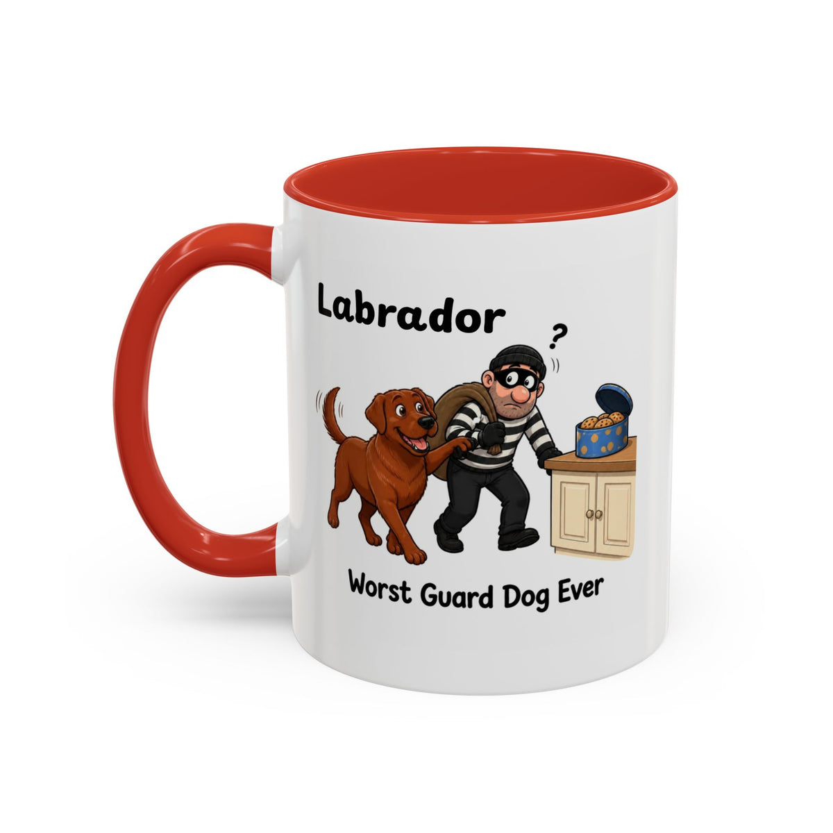Personalised Fox Red Labrador Mug - Worst Guard Dog Ever - Custom Dog Name, Funny Lab Gift, 11oz