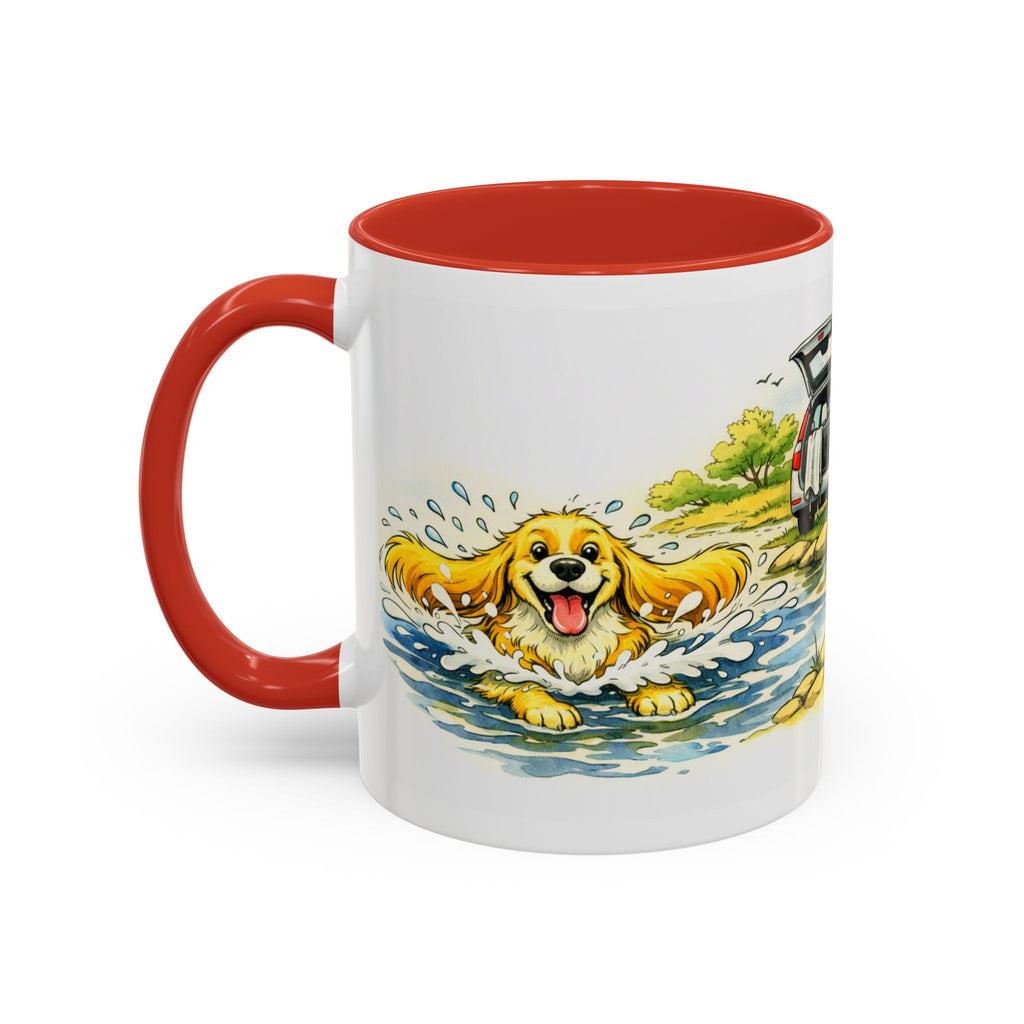 Funny lemon cocker spaniel mug, wet spaniel and car – view 6