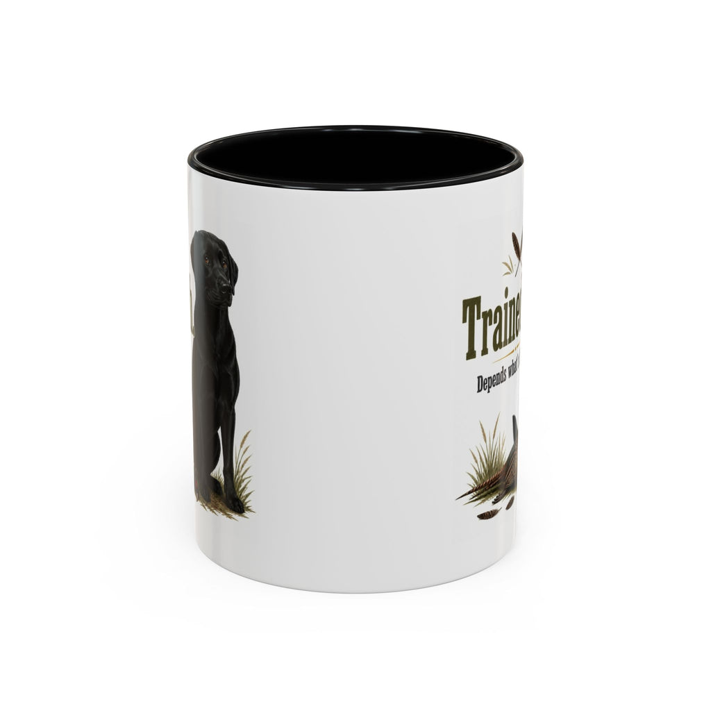 Funny Black Labrador Mug - Trained-ish Depends What's Flying, Working Gun Dog Gift, Pheasant Shooting Mug, 11oz