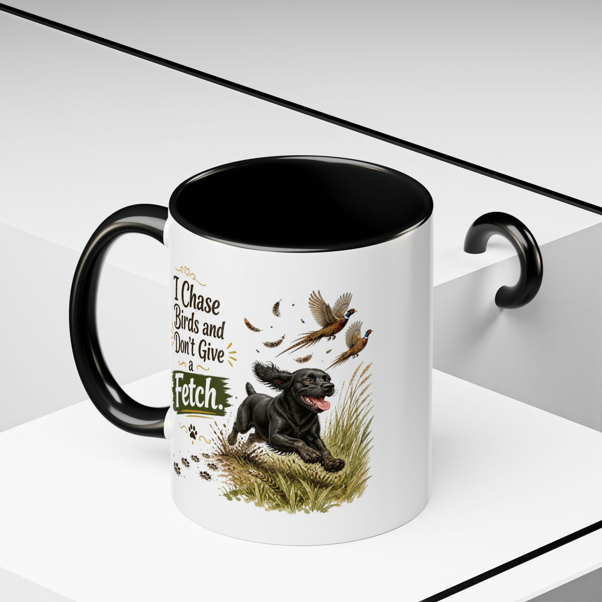 Funny Black Cocker Spaniel Mug - I Chase Birds and Don't Give a Fetch, Working Gun Dog Gift, Pheasant Shooting Mug, 11oz