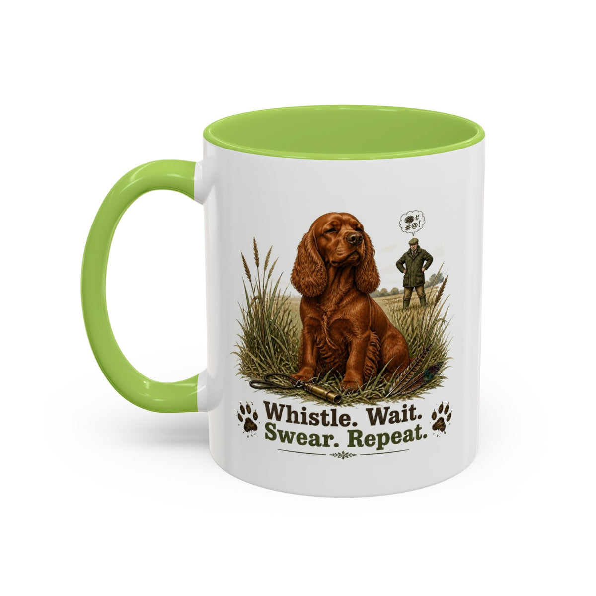 Funny Red Cocker Spaniel Mug - Whistle. Wait. Swear. Repeat. Working Gun Dog Gift, Dog Training Mug, 11oz