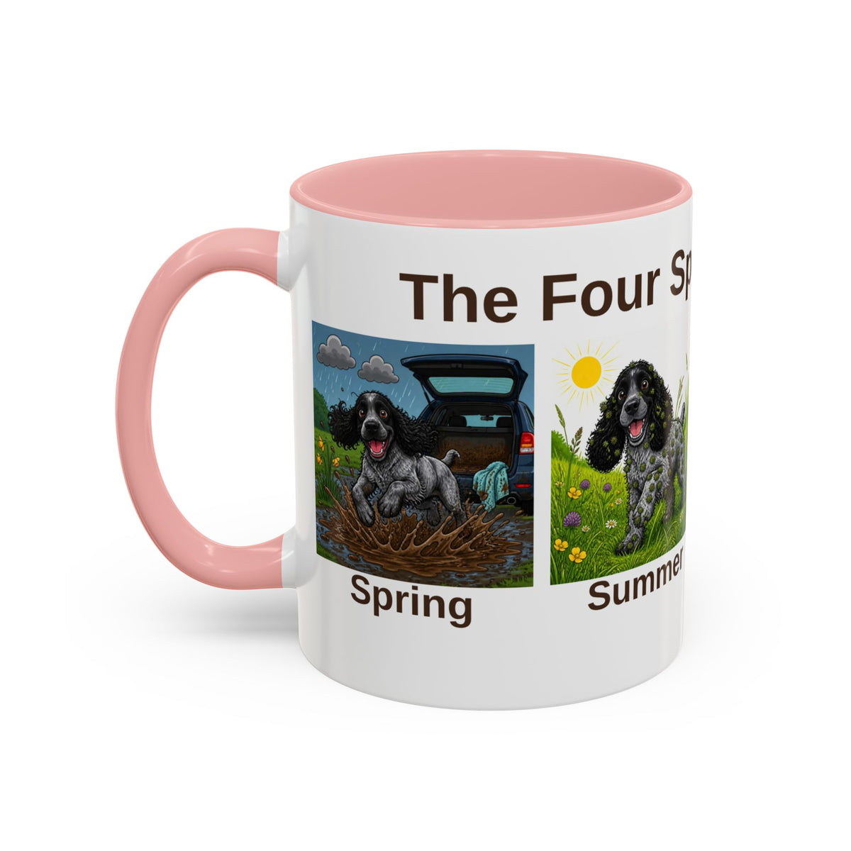 Four Spaniel Seasons Mug - Cocker Spaniel - Blue Roan
