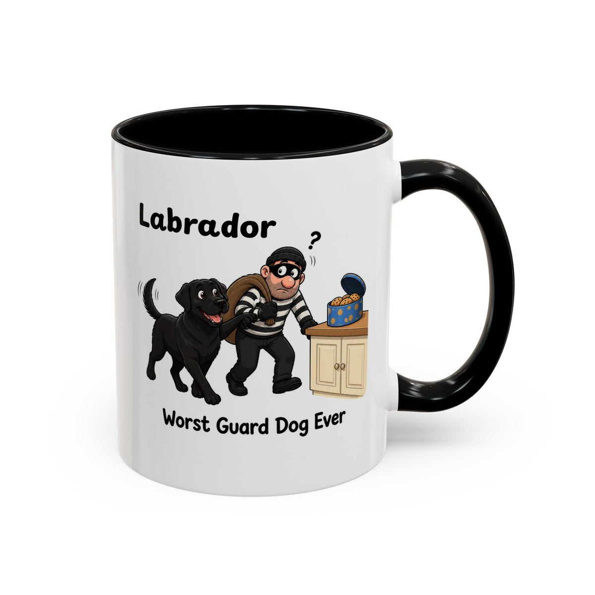 Personalised Black Labrador Mug - Worst Guard Dog Ever - Custom Dog Name, Funny Lab Gift, 11oz