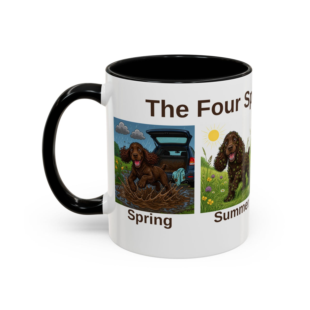 Four Spaniel Seasons Mug - Cocker Spaniel - Brown