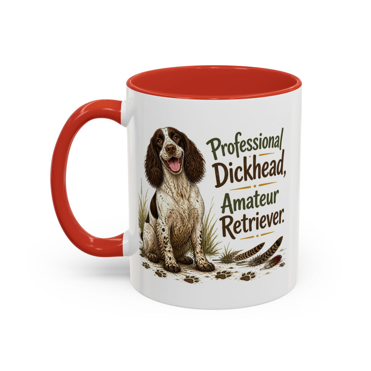 Funny Liver and White Springer Spaniel Mug - Professional Dickhead, Amateur Retriever, Working Gun Dog Gift, Pheasant Shooting Mug, 11oz