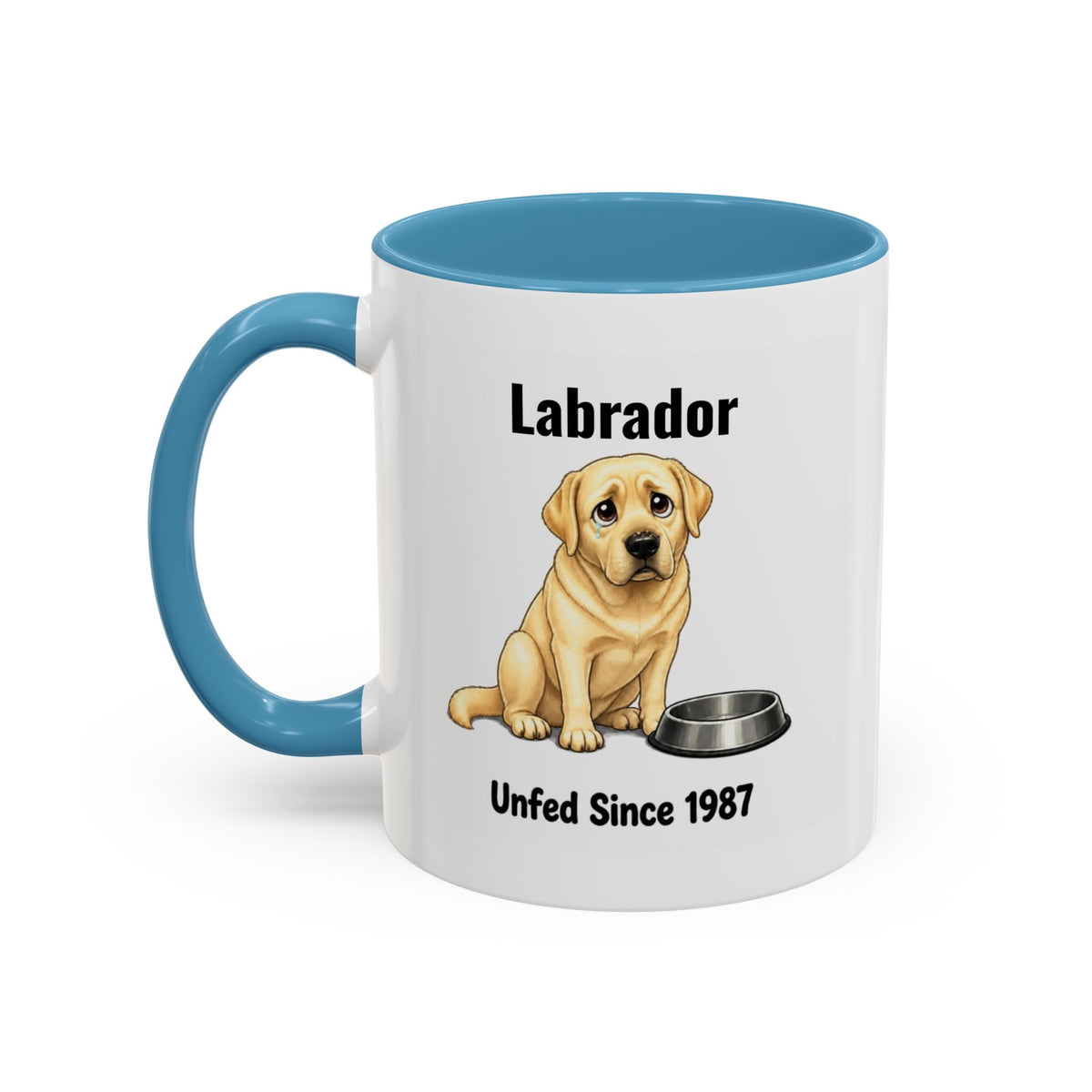 Personalised Yellow Labrador Mug - Unfed Since 1987 - Custom Dog Name, Funny Greedy Lab Gift, 11oz