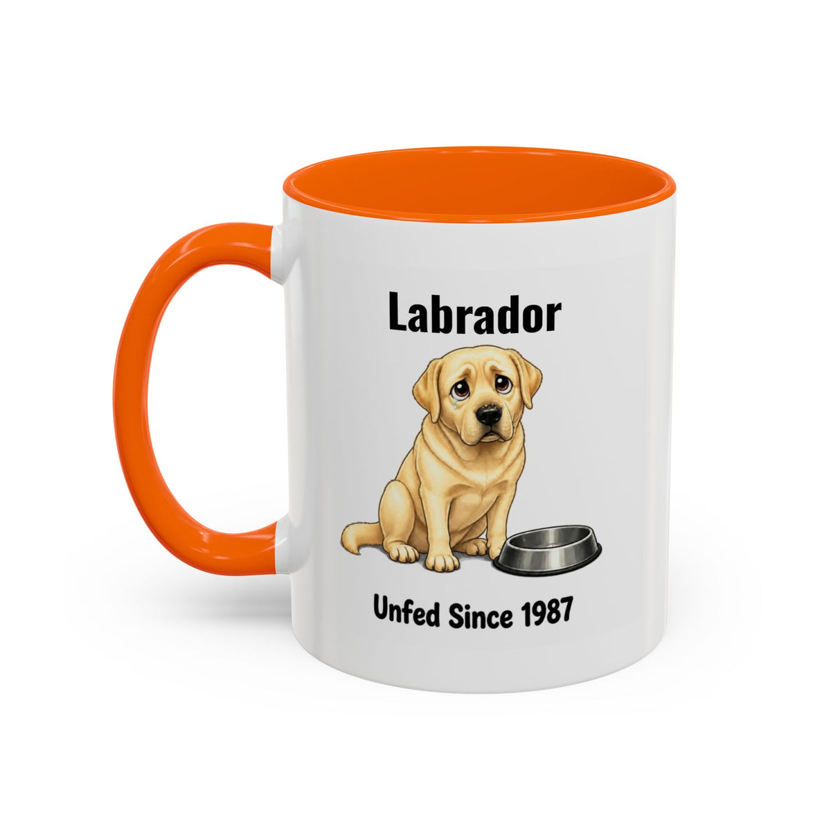Personalised Yellow Labrador Mug - Unfed Since 1987 - Custom Dog Name, Funny Greedy Lab Gift, 11oz