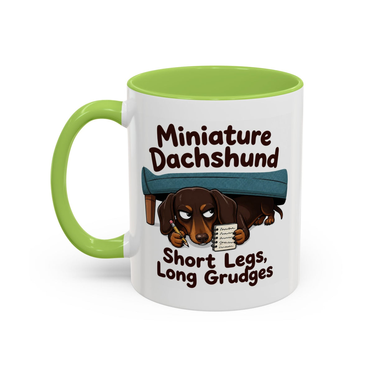Short Legs Long Grudges Mug - Dachshund - Chocolate & Tan