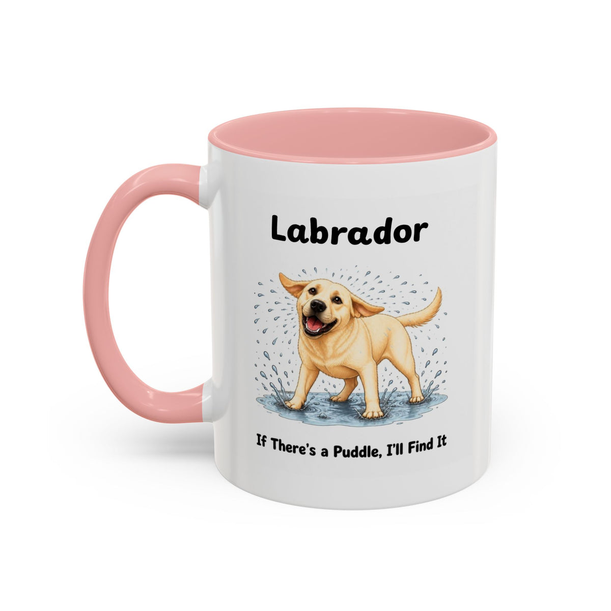 Personalised Yellow Labrador Mug - If There's a Puddle, I'll Find It - Custom Dog Name, Funny Wet Dog Gift, 11oz
