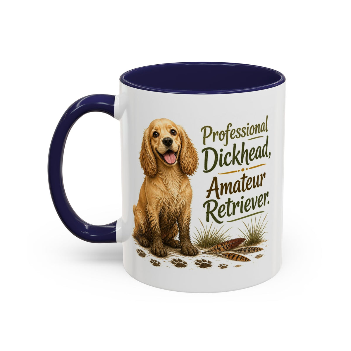 Funny Golden Cocker Spaniel Mug - Professional Dickhead, Amateur Retriever, Working Gun Dog Gift, Pheasant Shooting Mug, 11oz