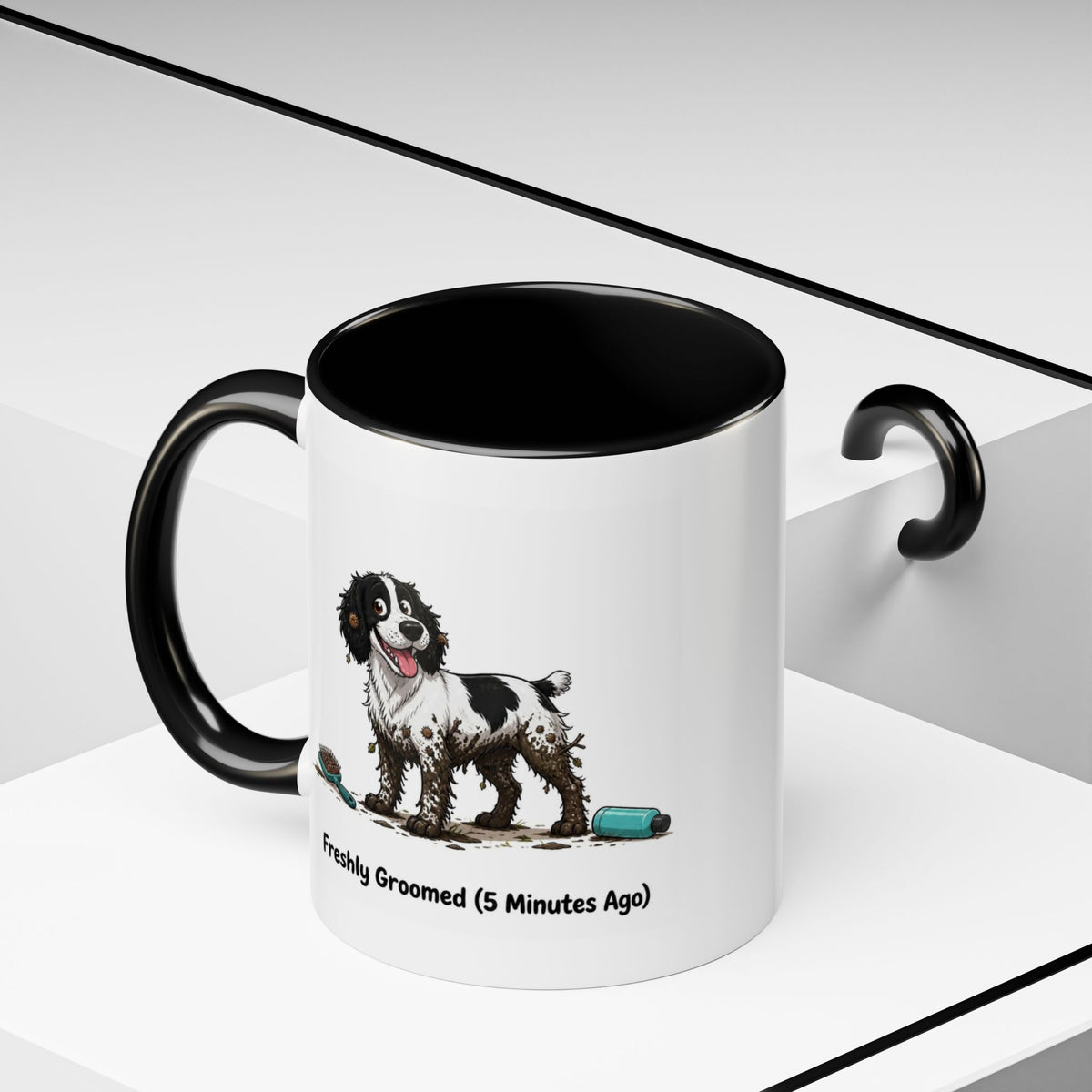 Freshly Groomed Mug - Springer Spaniel - Black & White