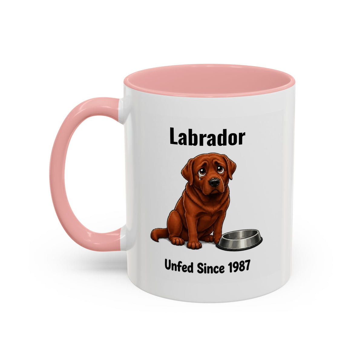 Personalised Fox Red Labrador Mug - Unfed Since 1987 - Custom Dog Name, Funny Greedy Lab Gift, 11oz