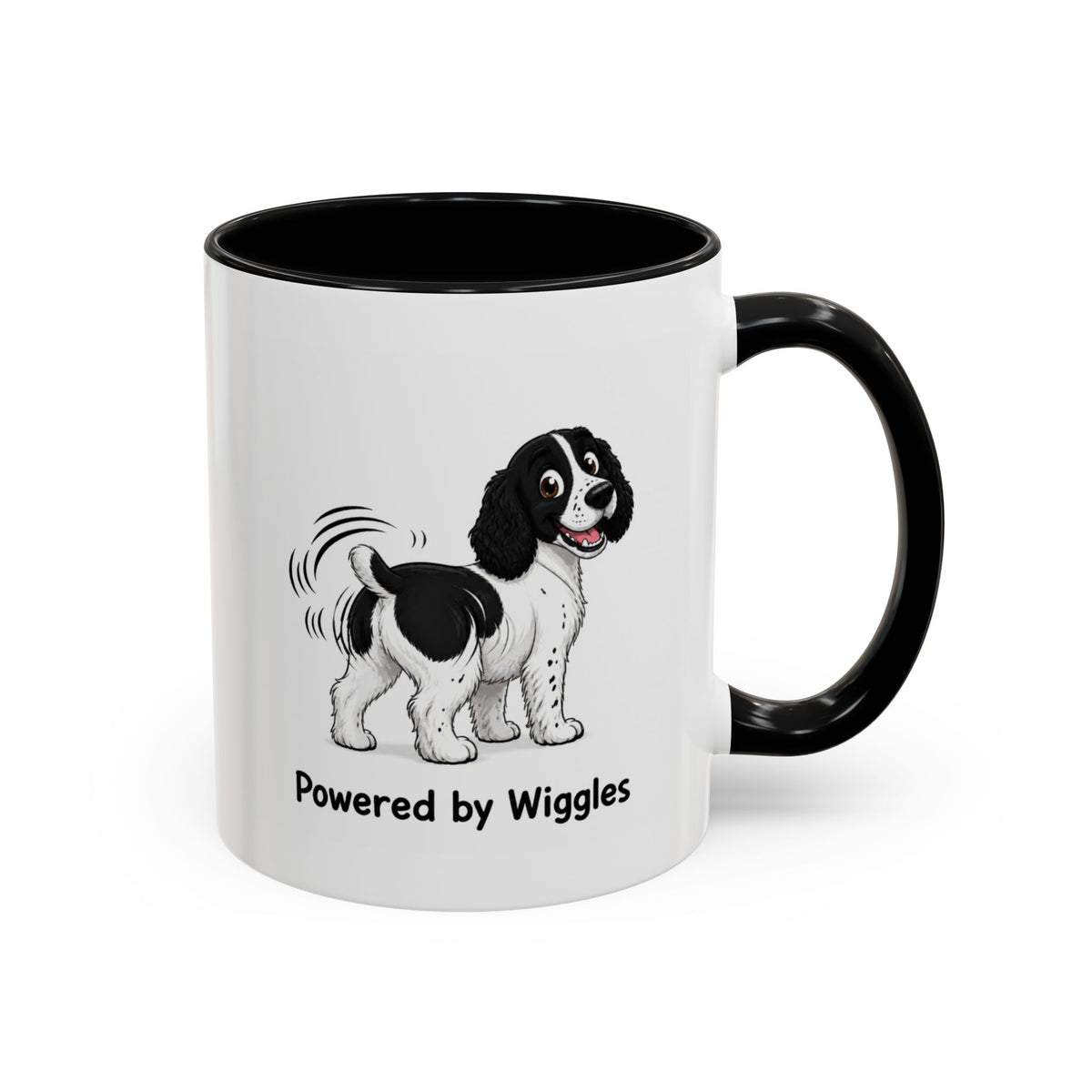 Powered by Wiggles Mug - Springer Spaniel - Black & White