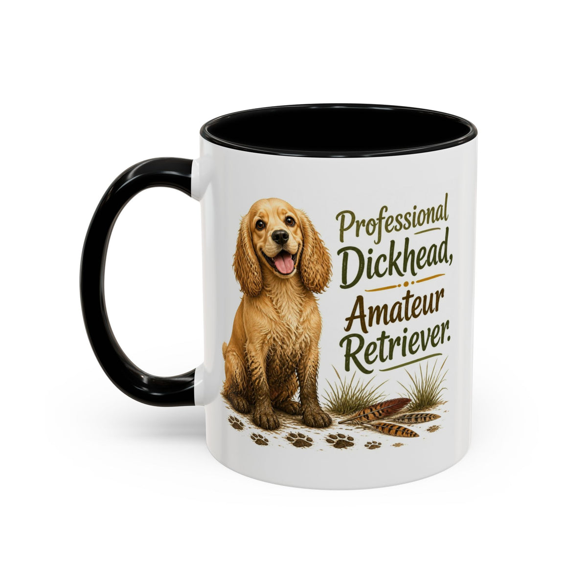 Funny Golden Cocker Spaniel Mug - Professional Dickhead, Amateur Retriever, Working Gun Dog Gift, Pheasant Shooting Mug, 11oz