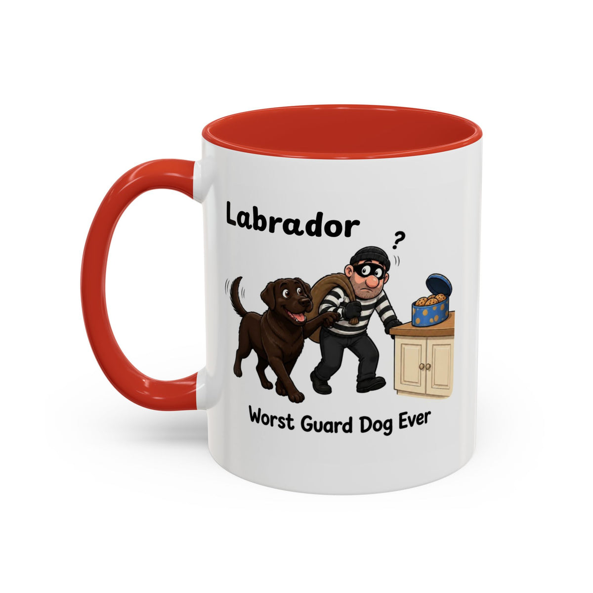 Personalised Chocolate Labrador Mug - Worst Guard Dog Ever - Custom Dog Name, Funny Lab Gift, 11oz