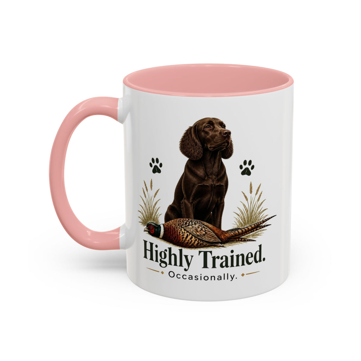 Funny Chocolate Cocker Spaniel Mug - Highly Trained Occasionally, Gundog Owner Gift, Shooting Dog Lover Coffee Mug, 11oz