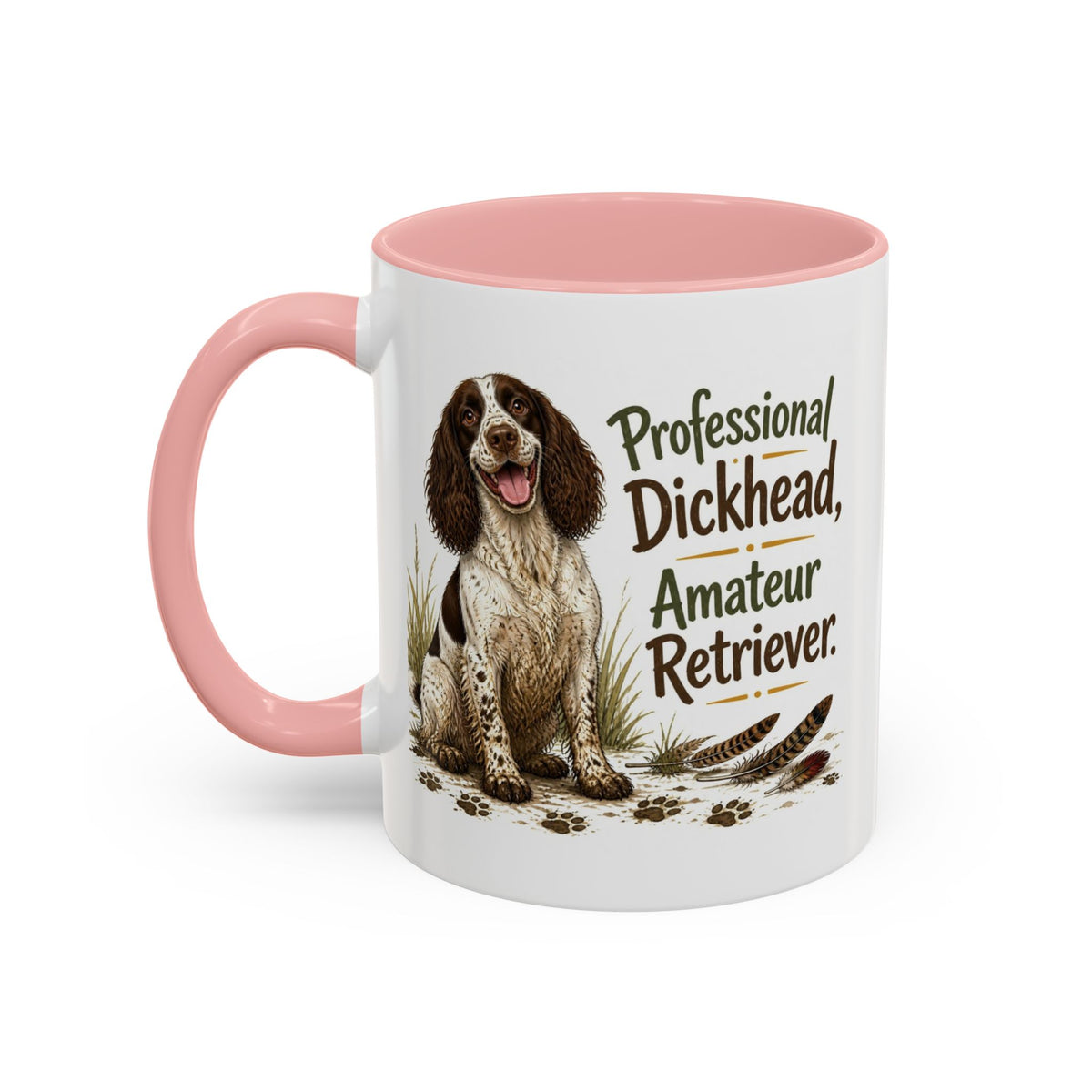 Funny Liver and White Springer Spaniel Mug - Professional Dickhead, Amateur Retriever, Working Gun Dog Gift, Pheasant Shooting Mug, 11oz