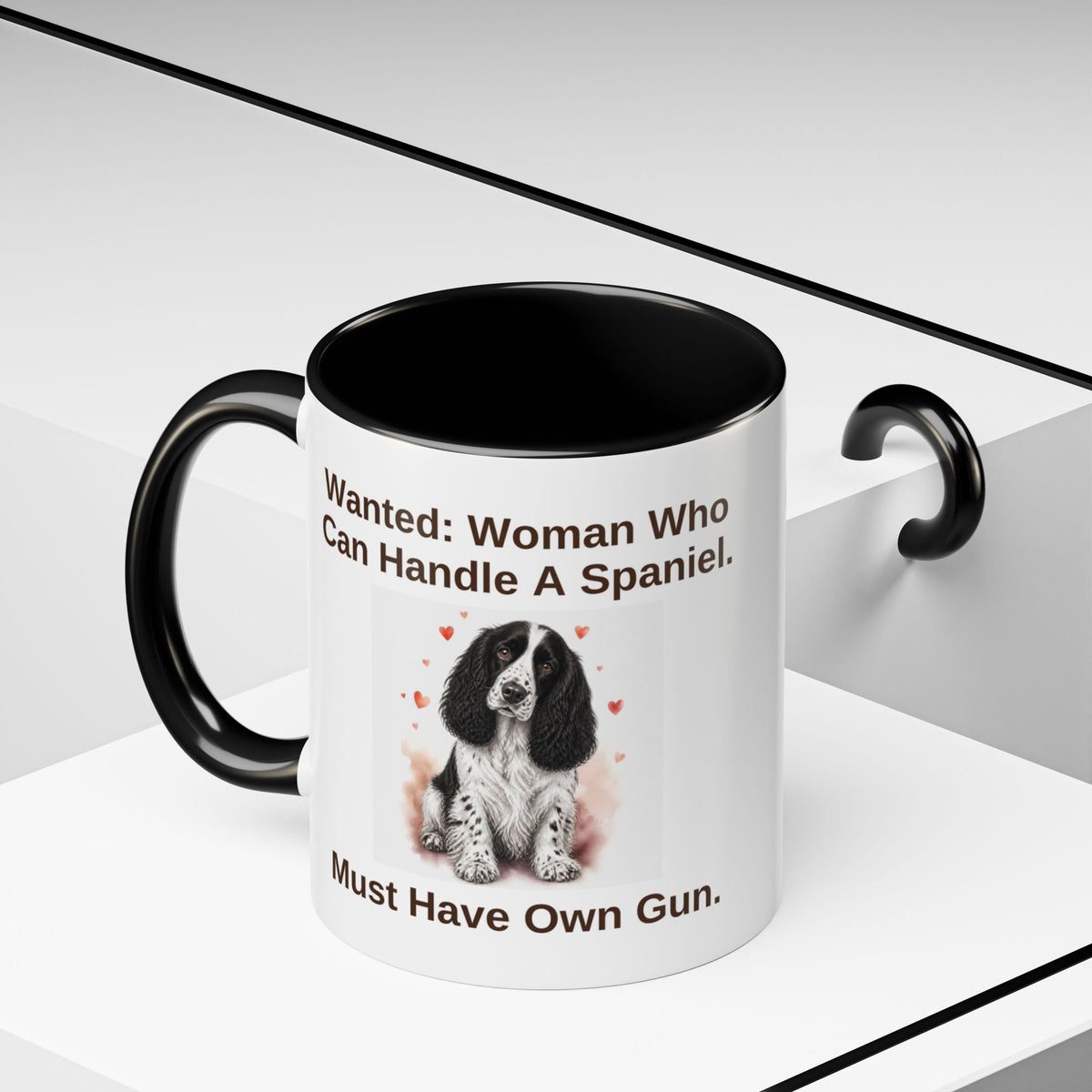 Wanted Mug - Springer Spaniel - Black & White - Woman