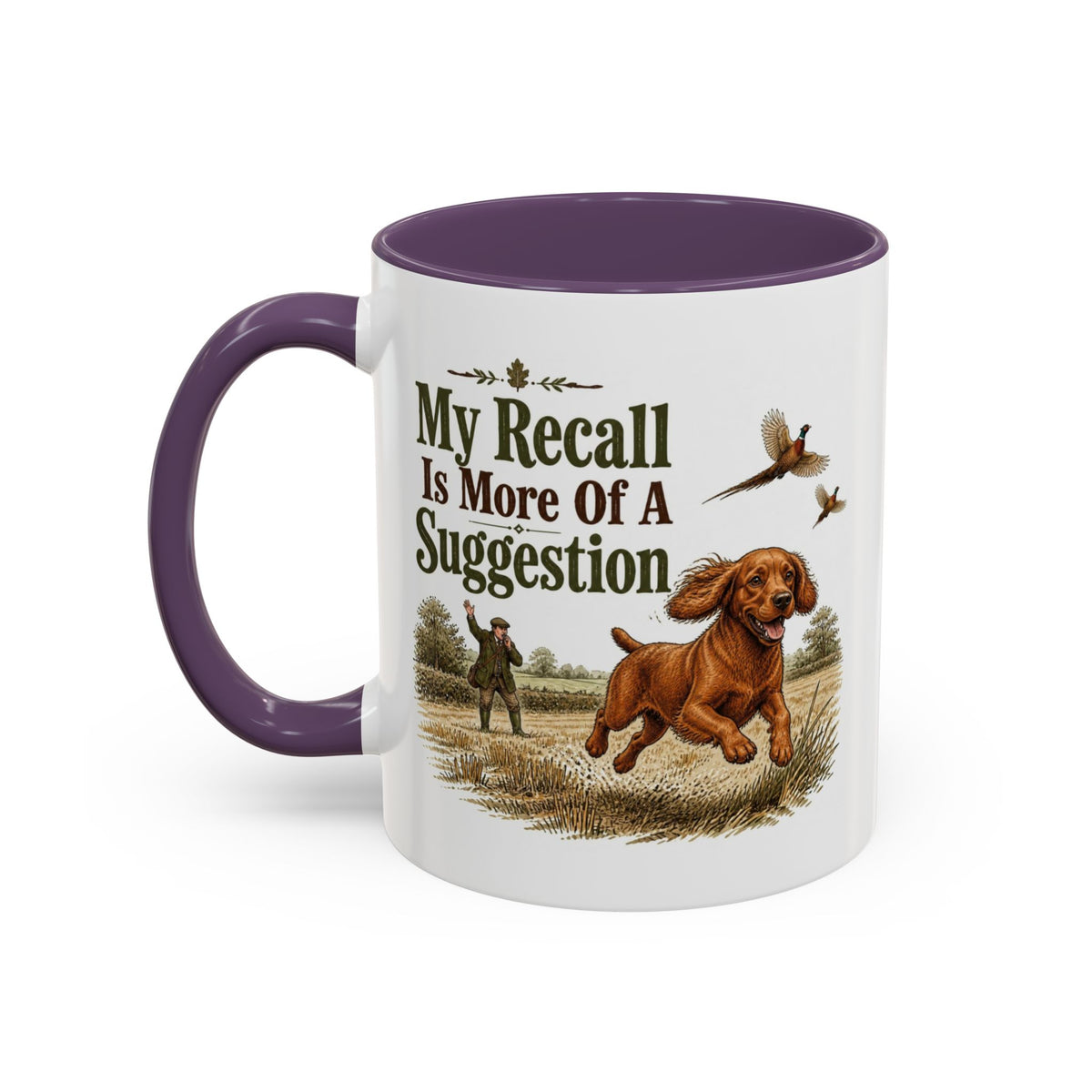 Funny Red Cocker Spaniel Mug - My Recall Is More Of A Suggestion, Working Gun Dog Gift, Pheasant Shooting Mug, 11oz