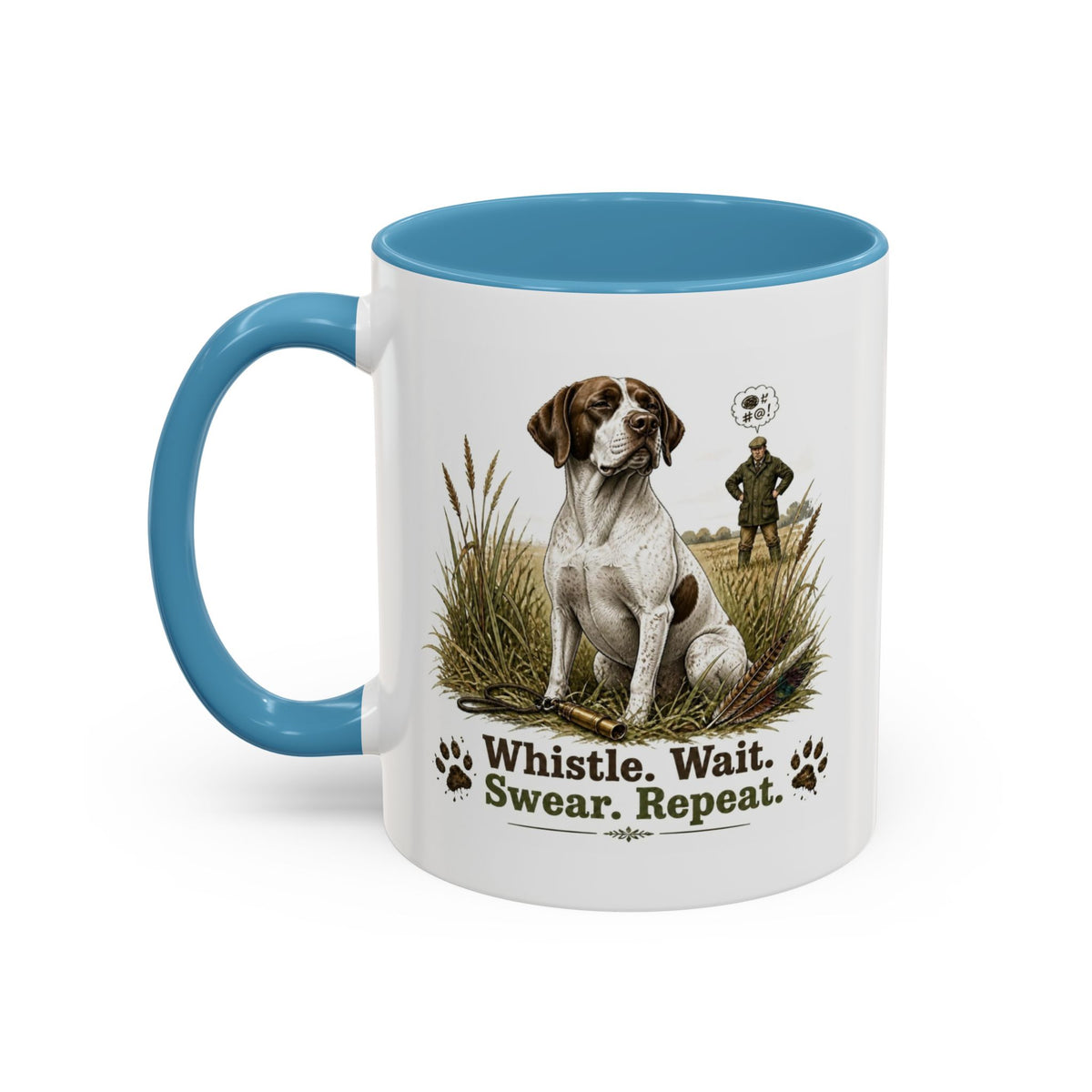 Funny English Pointer Mug - Whistle. Wait. Swear. Repeat. Working Gun Dog Gift, Dog Training Mug, 11oz