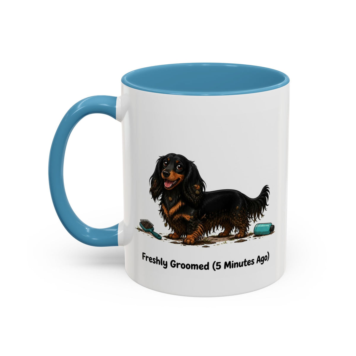 Freshly Groomed Mug - Mini Long Haired Dachshund - Black & Tan
