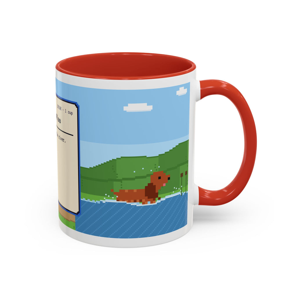 Spaniel Coffee pixel art mug with spaniel paddling in water – view 15