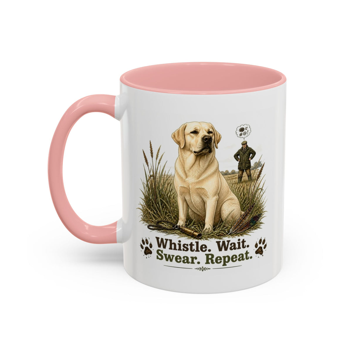 Funny Yellow Labrador Mug - Whistle. Wait. Swear. Repeat. Working Gun Dog Gift, Dog Training Mug, 11oz