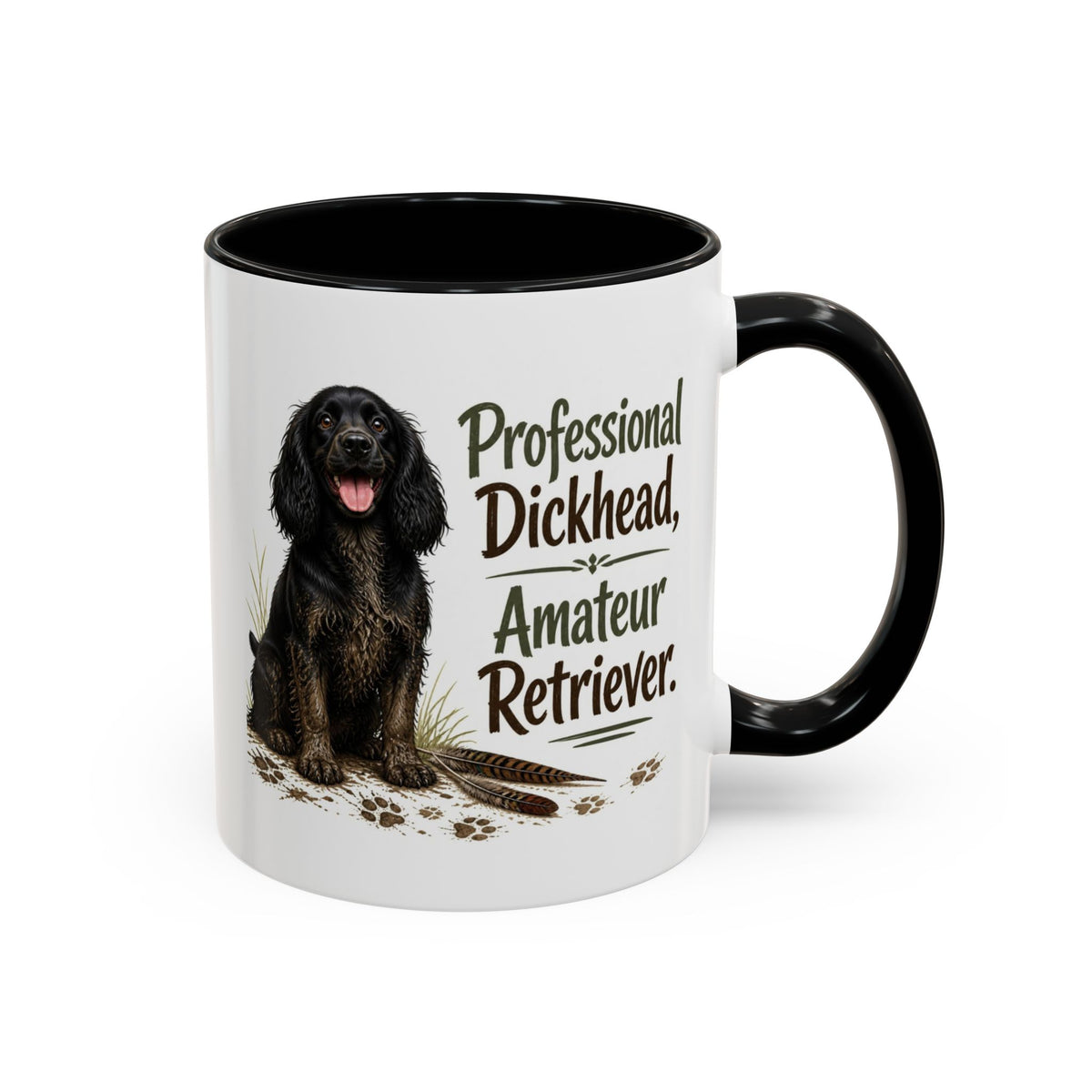 Funny Black Cocker Spaniel Mug - Professional Dickhead, Amateur Retriever, Working Gun Dog Gift, Pheasant Shooting Mug, 11oz