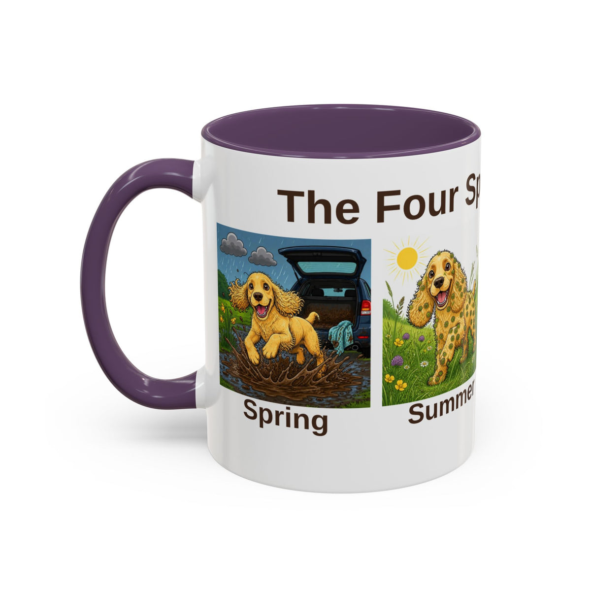Four Spaniel Seasons Mug - Cocker Spaniel - Yellow (Golden)