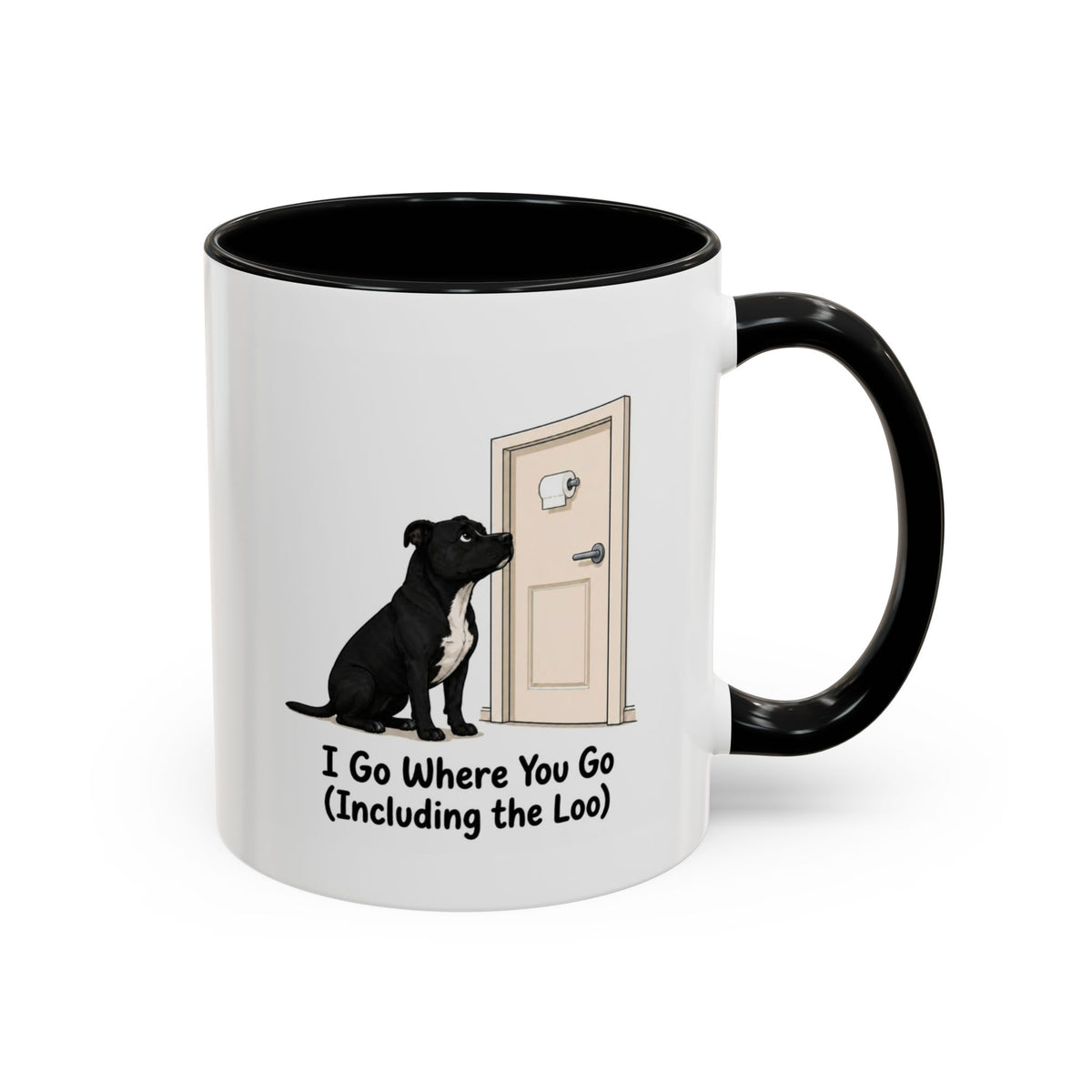 I Go Where You Go Mug - Staffordshire Bull Terrier - Black