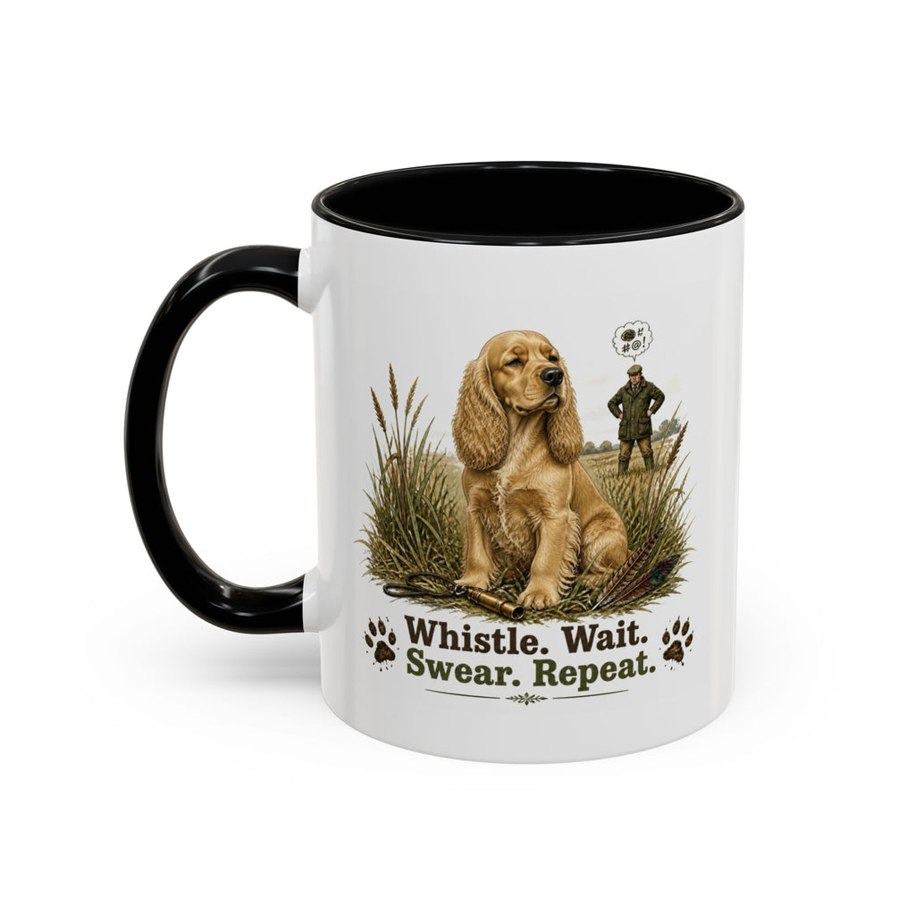 Funny Golden Cocker Spaniel Mug - Whistle. Wait. Swear. Repeat. Working Gun Dog Gift, Dog Training Mug, 11oz